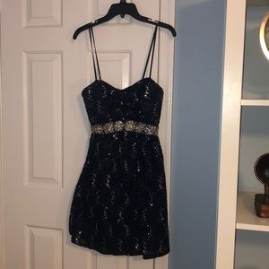 NAVY BLUE SPARKLY TEEN DRESS